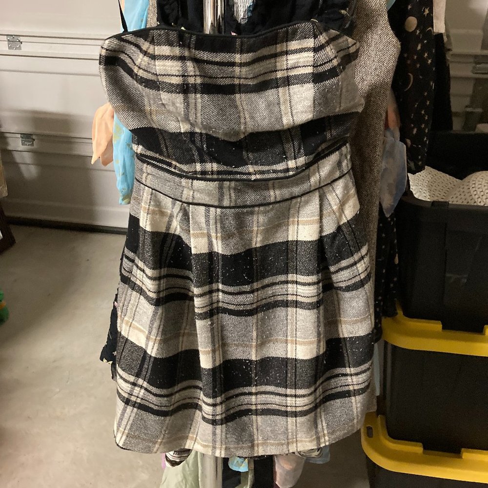 French Connection Plaid Strapless Wool-Blend Dress - Size 0